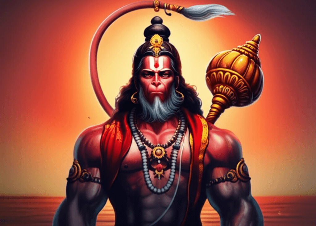 Artistieke afbeelding van Hanuman, De Toegewijde Aap God