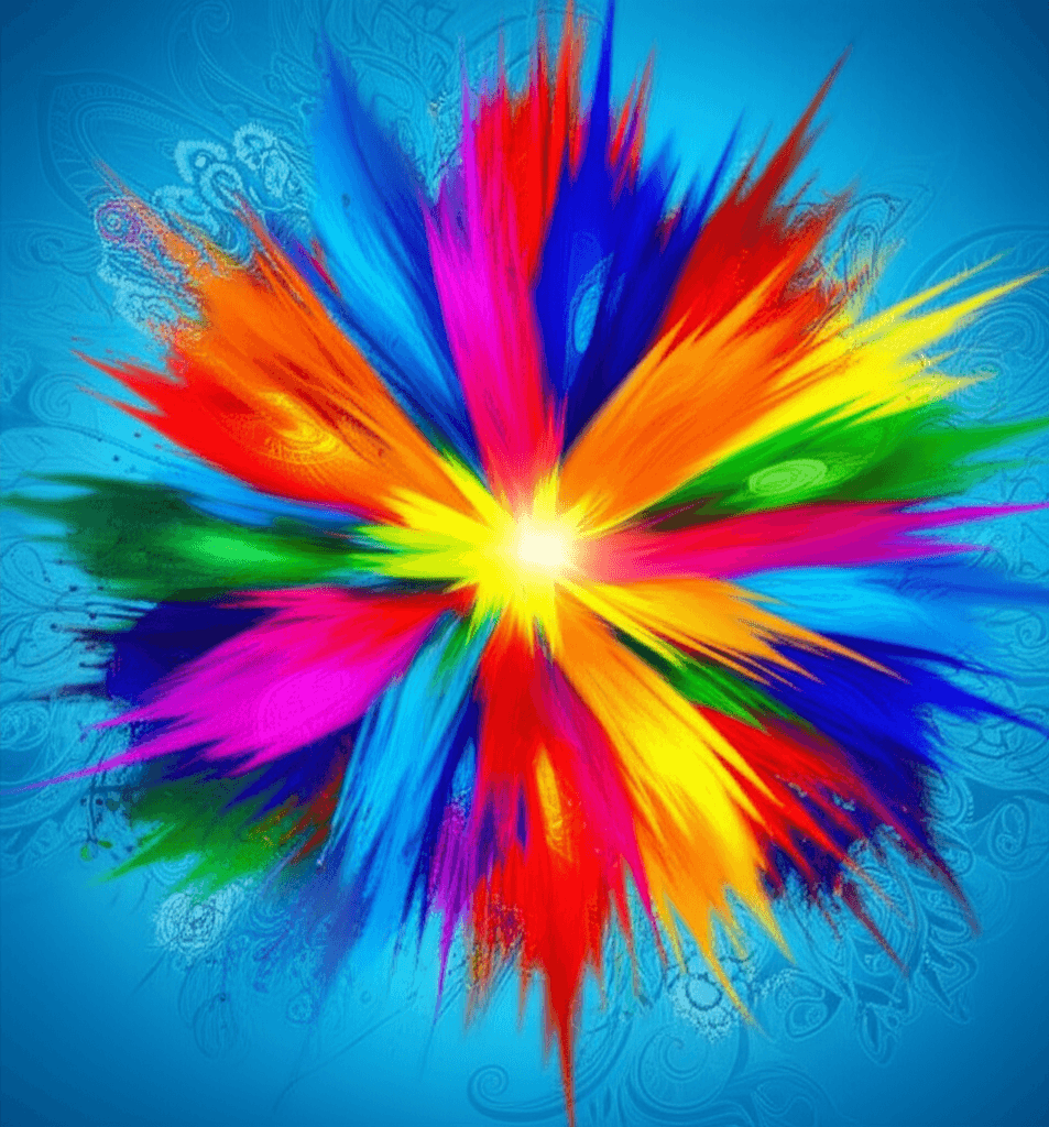 Abstracte en dynamische weergave van exploderende kleuren voor het Holi festival
