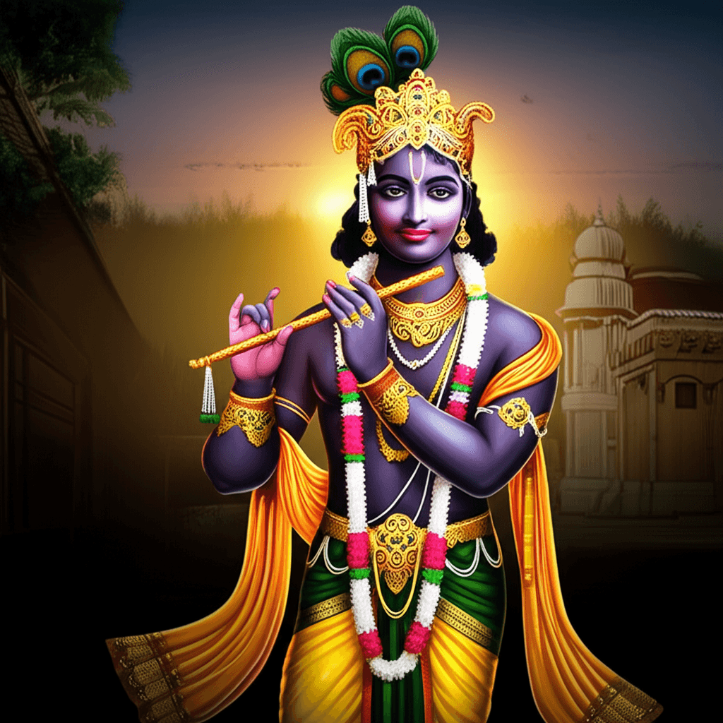 Sereen en prachtig beeld van baby Heer Krishna met een fluit, symbool van Janmashtami